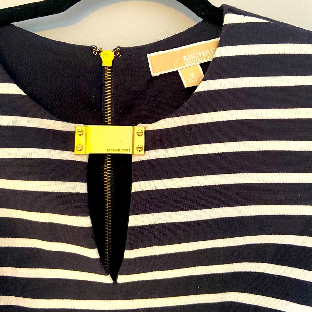 Micheal Kors Navy Striped Dress Sz M